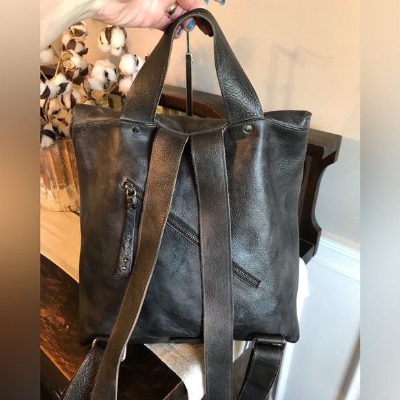Bed Stu Howie Leather Backpack Black Grey Rustic Rustic Retail $365 - Picture 3 of 14